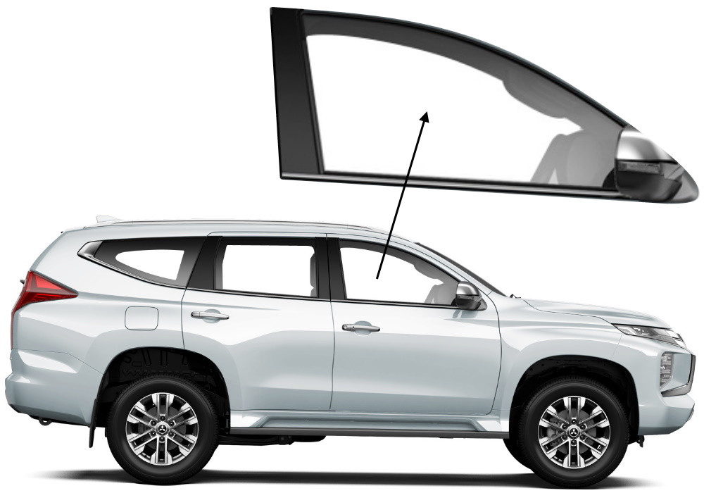Бічне скло Mitsubishi Pajero Sport 2015-2024 передніх дверей праве