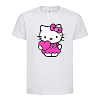 Белая детская футболка Хелло китти с сердцем (11-5-14-білий)