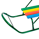 Санки зі спинкою дитячі зелені Санки для катання дітей класика круглі полози, фото 3