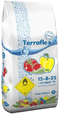 Terraflex Т (15-8-25 + 3,5 MgO + TЕ) – водорозчинне добриво для пасльонових культур (25 кг), фото 1