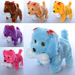 Інтерактивна м'яка іграшка Собачка MP 1789 15 см, ходить, звук, світло, 6 кольорів