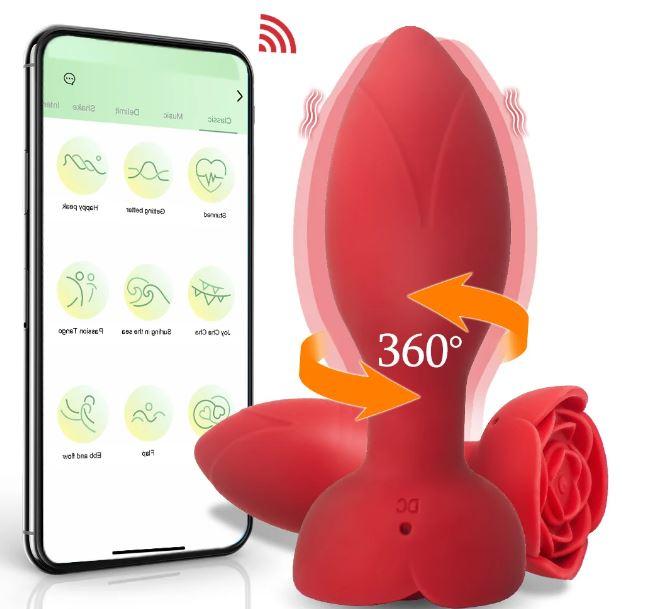 Анальна пробочка 10 режимів вібрації і обертанням, з керуванням від смартфона, фото 1
