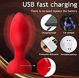 Анальна пробочка 10 режимів вібрації і обертанням, з керуванням від смартфона, фото 8