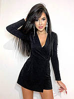 Стильный женский комбинезон Зара Люрекс с короткими шортами-юбкой Dmk5839