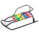 Зимові санки для дітей сині Санки зі спинкою металеві круглі полози, фото 2