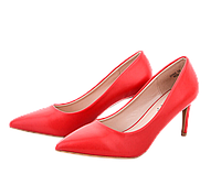 Червоні матові туфлі-човники на шпильці 38