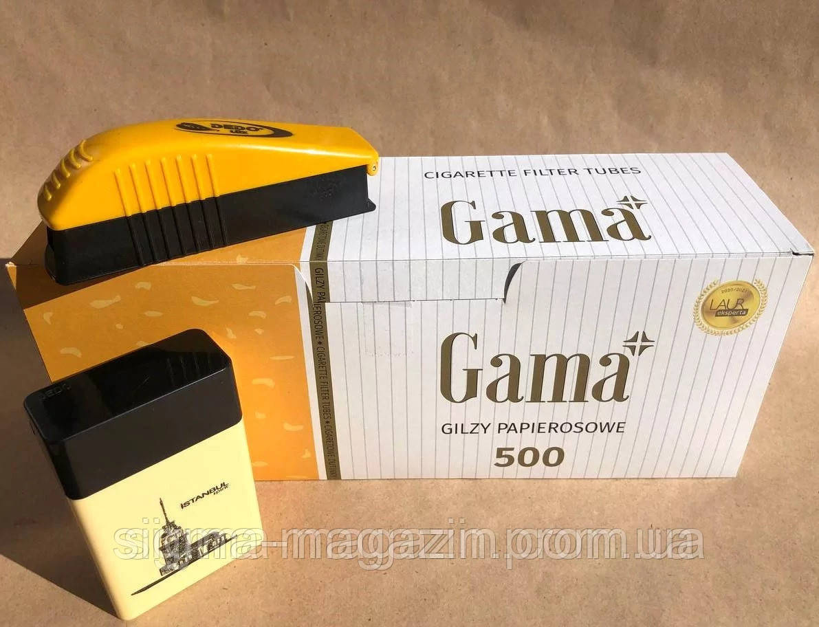 Гільзи для набивки Gama 500 штук + машинка для набивання Dedo lux + пластиковий футляр