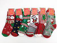 Женские новогодние носки-валенки Calze More, махровые теплые новогодний принт, р. 36-40, 6 пар/уп. микс цветов