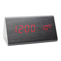 Часы деревянный брусок 861-1 красные +термометр, календарь