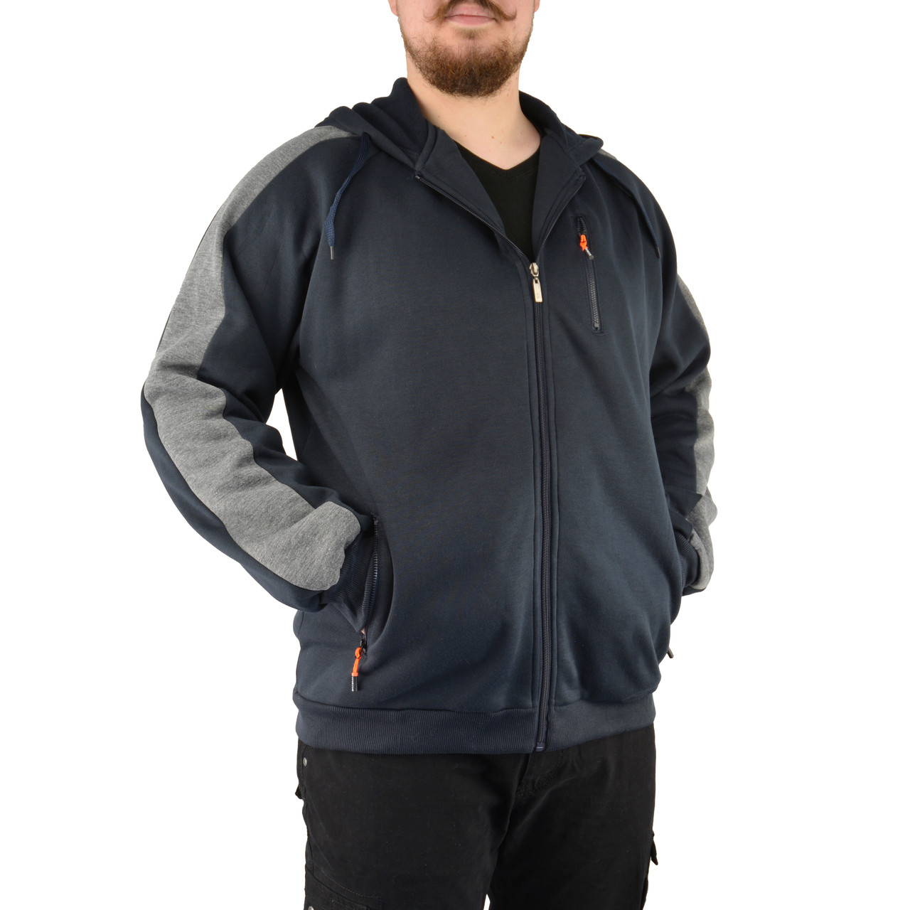 Толстовка чоловіча з капюшоном на блискавці Кофта спортивна трикотажна Синій 	 M