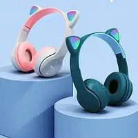 Беспроводные Bluetooth наушники с кошачьими ушками Cat Ear.Детские блютус наушники с ушами кота накладные