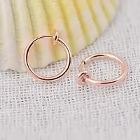 Сережки-обманка 2 шт для пірсингу без проколу Neformal 13 мм. Рожеве золото