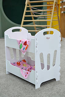 Ліжечко для ляльки Мася 2-ярусне дерев'яне 8002 біле