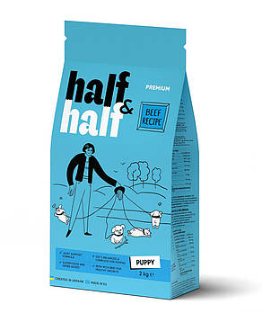 Сухий корм для цуценят всіх порід з 2-х місяців з яловичиною Half&Half Puppy 2 кг