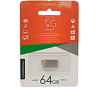 Флеш накопитель USB на 64 гб / скорость 2.0 "T&G" / Серебристый