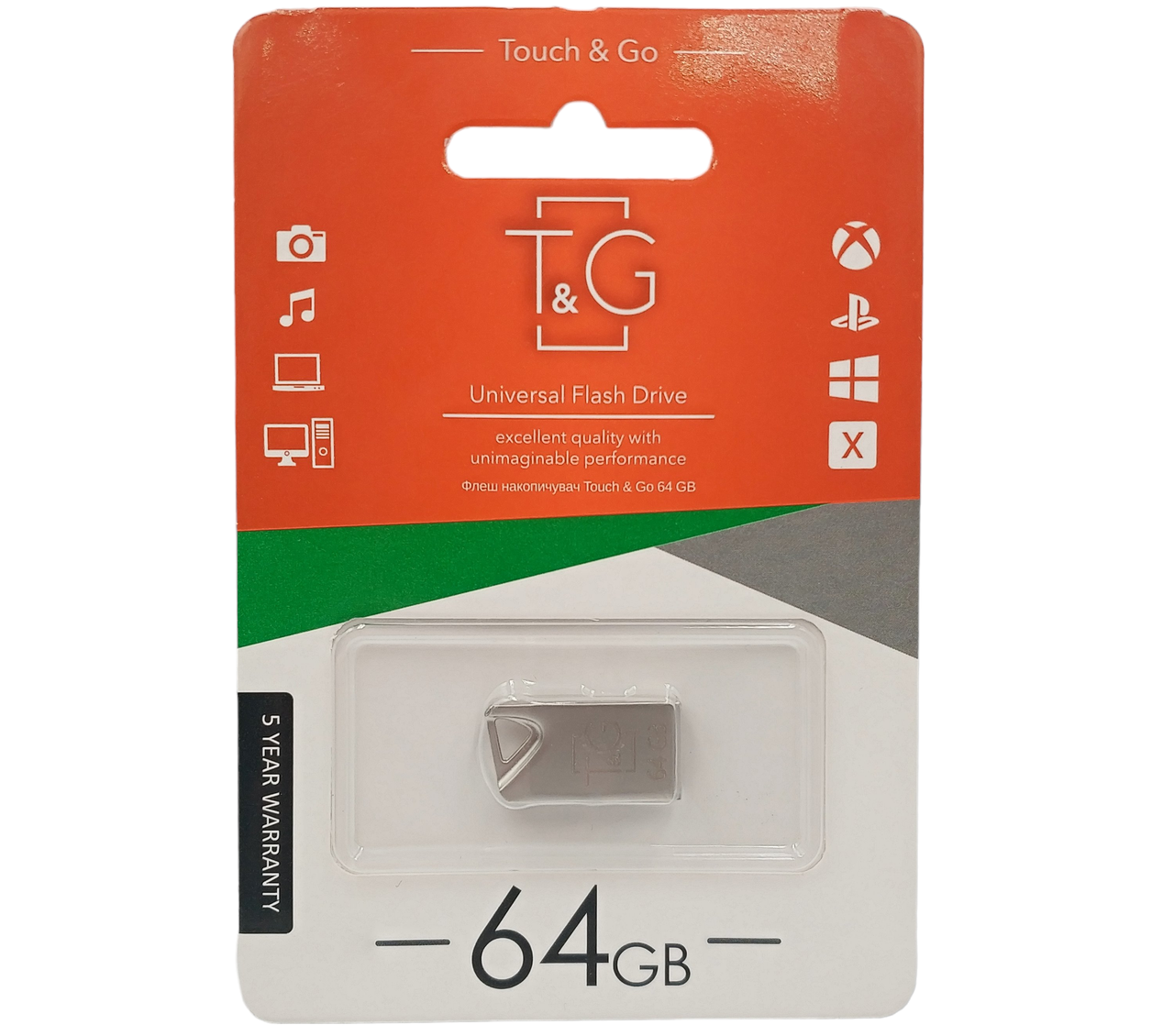 Флеш накопитель USB на 64 гб / скорость 2.0 "T&G" / Серебристый - фото 1 - id-p2050789981