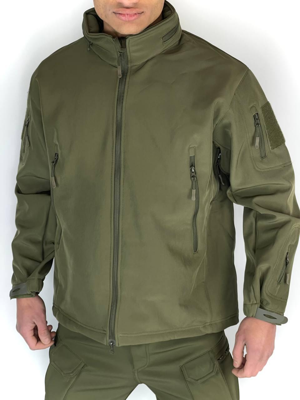 Осіння тактична куртка олива, куртка софтшел оливкова, армійська куртка софтшел олива, куртка олива нгу на флісі