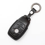 Чохол з натуральної шкіри для ключа Mercedes Benz C-Class, E-Class, GLA-Class, GLC-Class, S-Class (чорний), фото 4