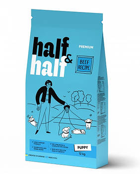 Сухий корм для цуценят всіх порід з 2-х місяців з яловичиною Half&Half Puppy 12 кг