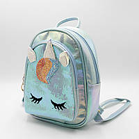 Детский рюкзак блестящий, Стильный мини рюкзак для девочки с пайетками, Рюкзак детский с пайетками Единорог