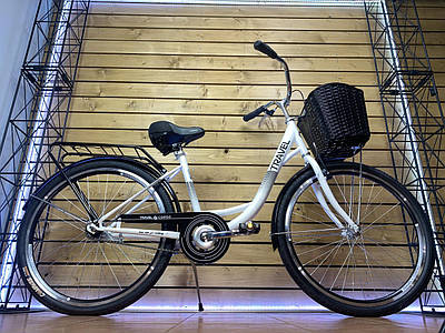 Велосипед жіночий міський дорожній 26" Corso Travel TR-7302 білий на зріст 152-175 см