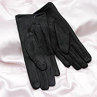 Перчатки черные женские, Трикотаж эластик, Зимние теплые сенсорные перчатки, Манжет рубчик топ