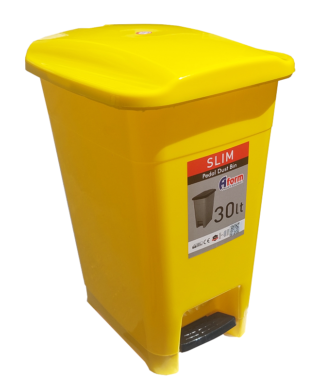Корзина для сміття з педаллю SLIM жовтий пластик, 30 л SPK-30 105, фото 1