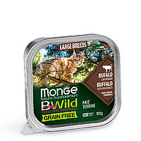 Беззерновой паштет для кошек крупных пород от 2-х месяцев MONGE BWILD CAT с мясом буйвола и овощами 100 гр
