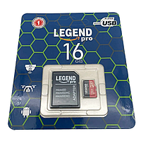 Карта памяти 16GB, Legend Pro c адаптером / Высокоскоростная флешка / Флеш карта памяти с картридером