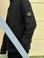 Подростковая черная флисовая кофта на зиму / Stone Island