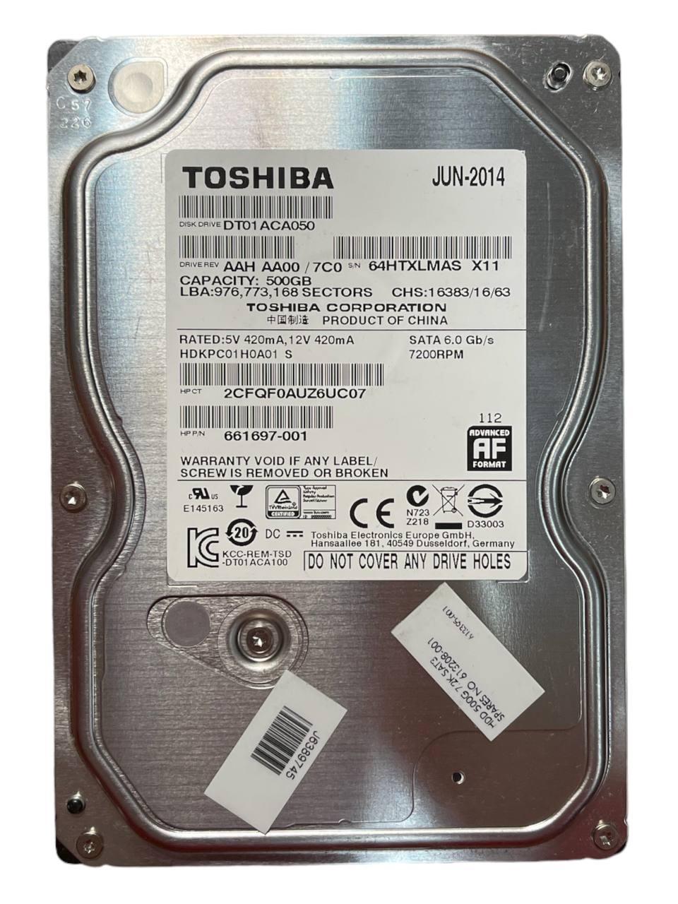 Жорсткий диск 3.5" 500GB Toshiba | DT01ACA050 | 7200 об/хв | 32MB | SATA III