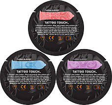 Презервативи ONE Tattoo Touch 5 штук рельєфні татуйовані американські оригінал (упаковка пакет), фото 2