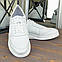 Кросівки чоловічі з натуральної шкіри флотар білого кольору, на шнурівці, фото 2