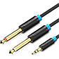 Аудіокабель mini-jack 3.5mm to Dual Jack 6.35mm Vention TRS (3m). Black, фото 2