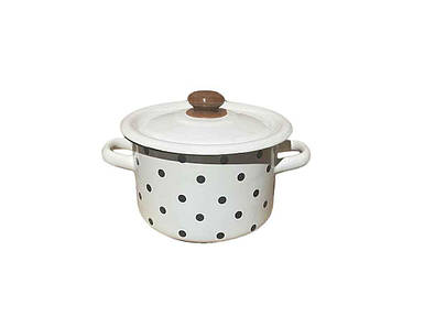 Каструля емальована 2,0л/4 циліндрична Чорні перли (молочна) (I1610/4) ТМ IDILIA FG