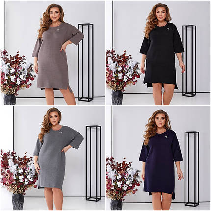 Літнє плаття рівного крою з котону довгі рукави батал, фото 1