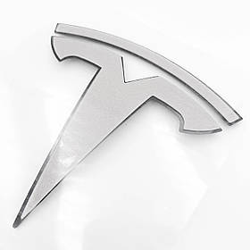 Емблема задня (значок, наліпка, логотип) TESLA (Тесла) - Хром 88х89 mm
