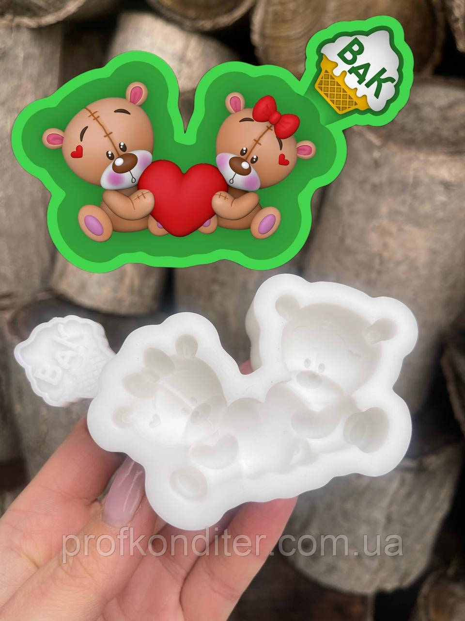 Ексклюзив! Силіконовий молд для шоколаду та ін "Тедді  з серцем", фото 1