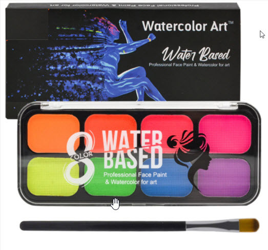 Аквагрим неоновий Papa Kiss 8 кольорів палітра