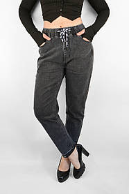 Джинси МОМ на гумці Єврозима Жіночі стильні джинси у великих розмірах від 30 до 36 Сірий колір
