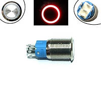 Кнопка 16мм фиксирующаяся, 12-24В, красный LED, 5pin, 16A-DZ