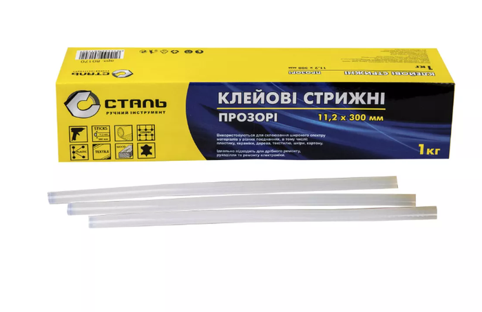 Клеевые стержни 1 кг в коробке прозрачные 11.2х300 мм Сталь 80170 (ID ...