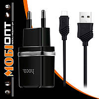 МЗП Micro USB 5V/2.4A 2USB C12 black Hoco