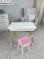 Универсальный белый стол и стул для малышей в детском саду, Детский столик с внутренним ящиком и стульчиком