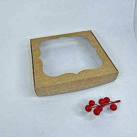 Коробка для пряника, 200*200*30 мм, з вікном, крафт