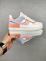 Кроссовки женские подростковые Nike Air Force 1 Shadow White&Pink