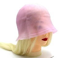 Силиконовая шапка для мелирования волос с крючком, многоразового использования, розовая