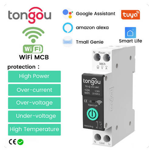 Умный WiFi автомат, выключатель Tongou TO-Q-SY2 с защитой (ID ...