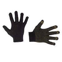 Перчатки трикотажные хлопок-полиэстер с ПВХ точкой цвет черный INTERTOOL SP-0138