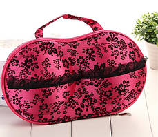Органайзер — сумочка для бюстгальтерів (із сіточкою) темно-рожевий у квітах